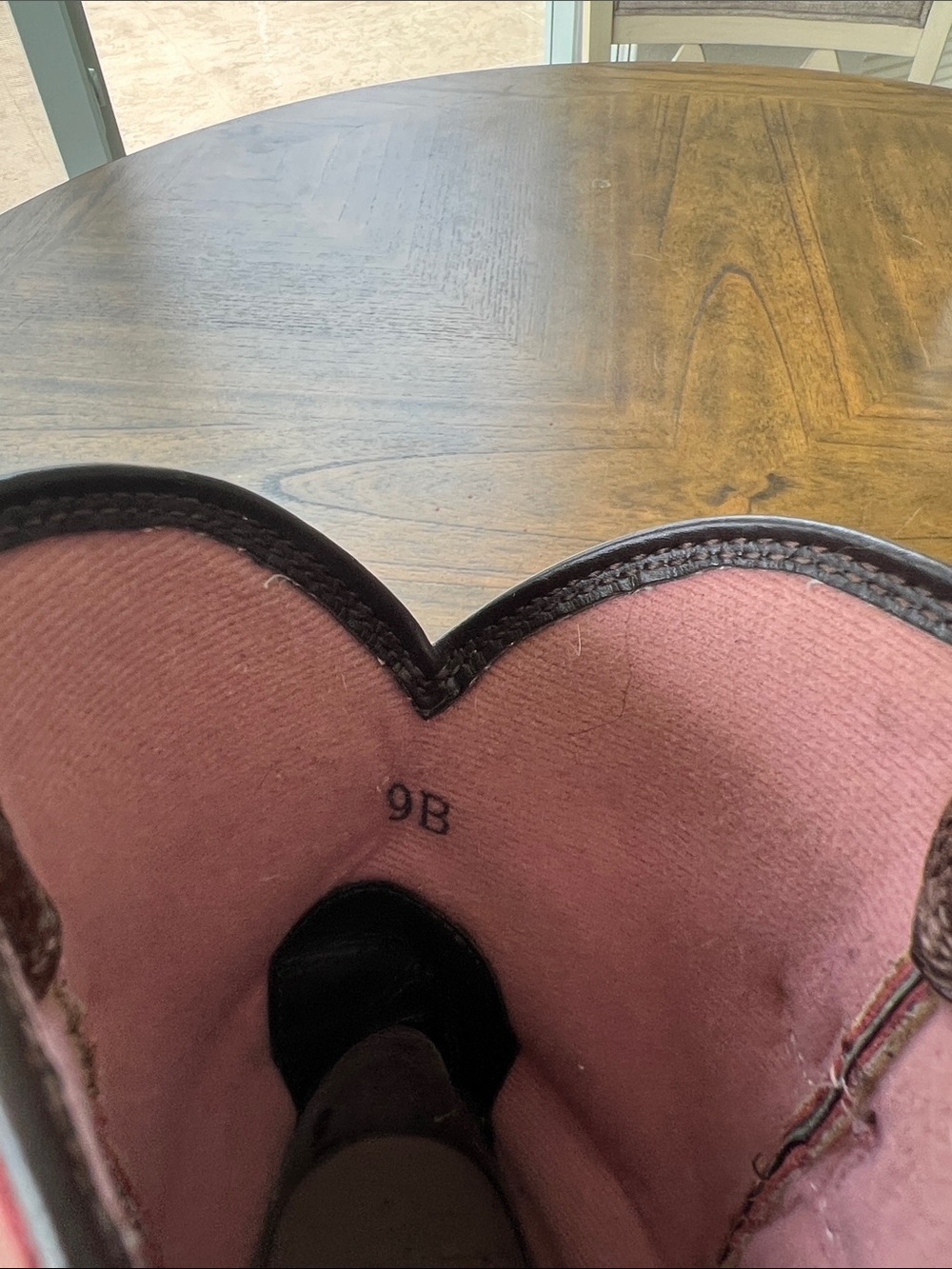 Ariat Brown Leather Boots with Pink Embroidery 9B - Picture 12 of 16